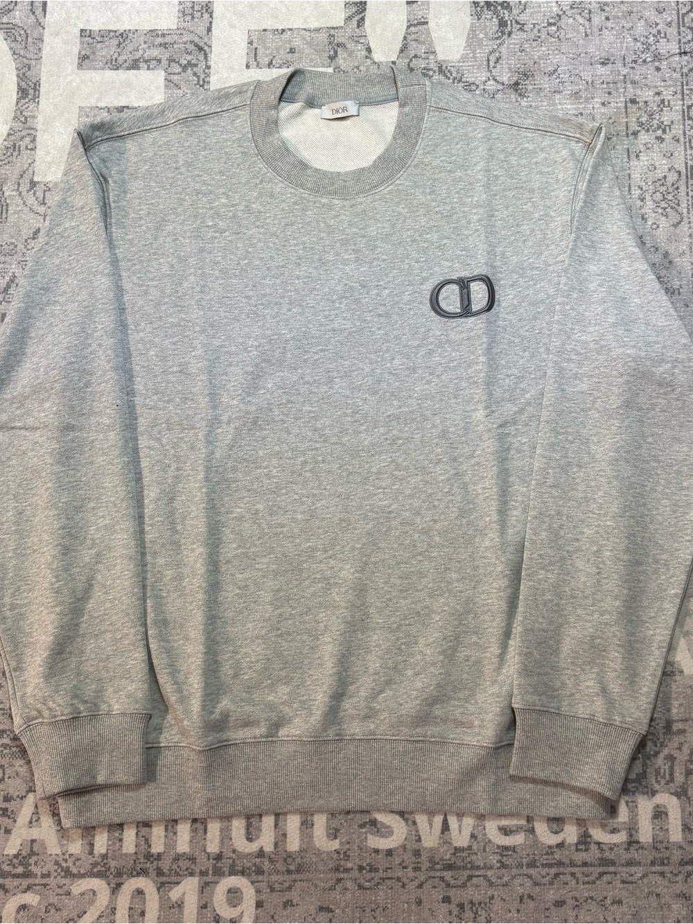 Dior Men’s Heather Gray Crewneck Sweatshirt with CD Logo